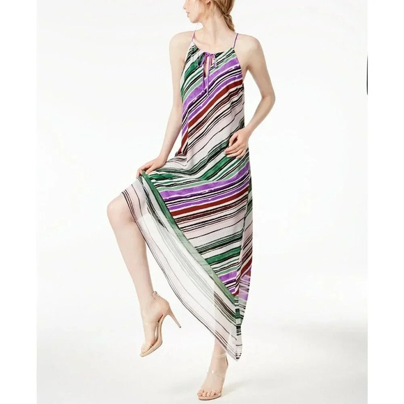 BAR III Color Stripes Asymmetrical Midi Dress NWT XS - Picture 1 of 13